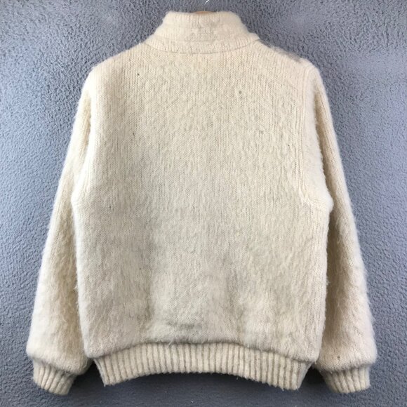 Vintage Hilda Ltd Full Zip Icelandic Ivory Wool Geometric Sweater Women’s M - Picture 2 of 15